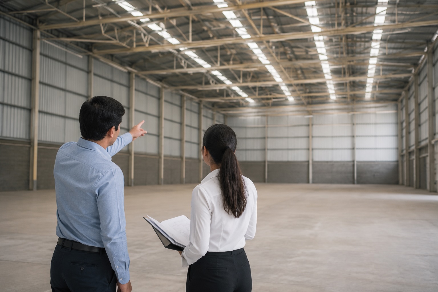 Inspección de bodega industrial previa a firma de contrato
